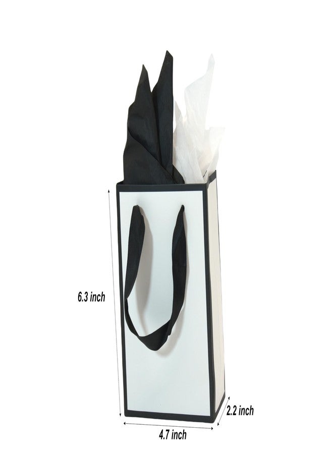 JUNESHE 4 Pack Small White & Black Gift Bags with Tissue Paper,6.3 inch Mini Tiny Little Gift Wrap for Birthday Party Favors Baby Bridal Shower Shopping Presents Wedding - Image 2